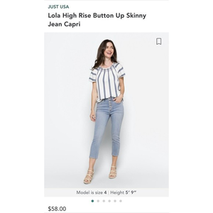 Just USA Denim‎ Lola Button Up Skinny Jeans, Size 14/32